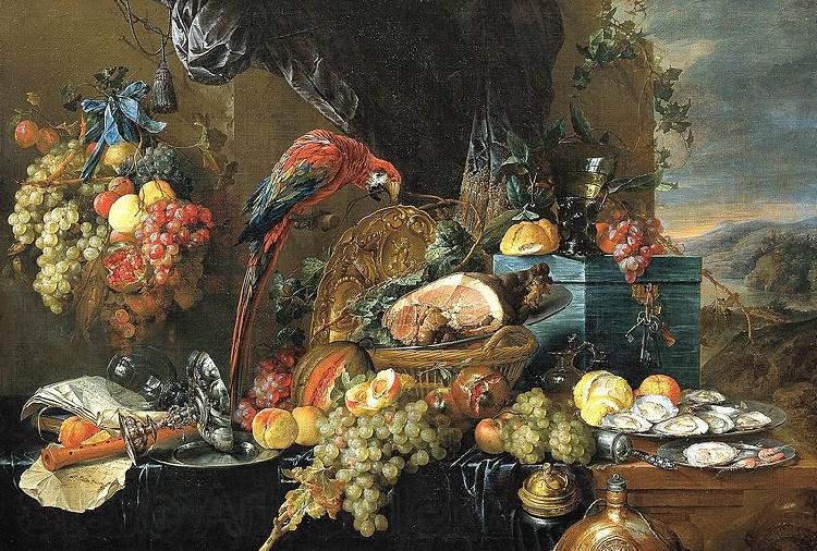 Jan Davidsz. de Heem A Richly Laid Table with Parrots Norge oil painting art
